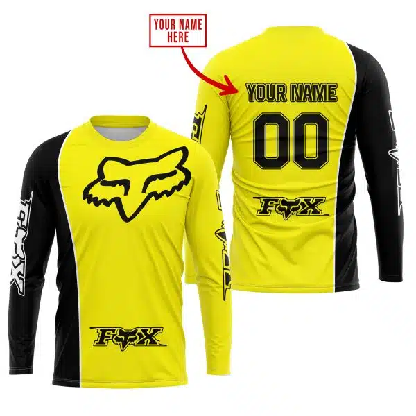 Limited Edition - Custom Name Motocrocss V2 - Fox Racing - Black Yellow - Image 2