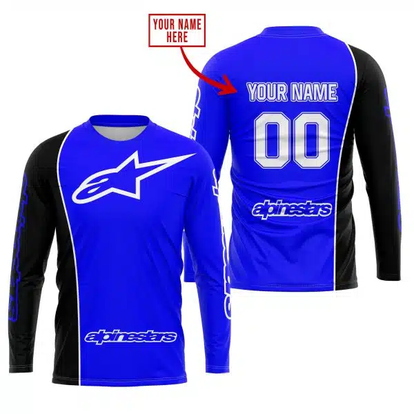 Limited Edition - Custom Name Motocrocss V2 - Alpinestars Black Blue - Image 2
