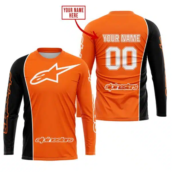 Limited Edition - Custom Name Motocrocss V2 - Alpinestars Black Orange - Image 2