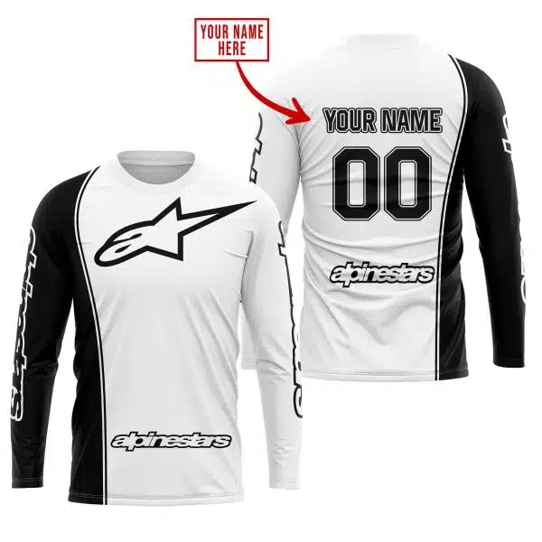 Limited Edition - Custom Name Motocrocss V2 - Alpinestars Black White - Image 2