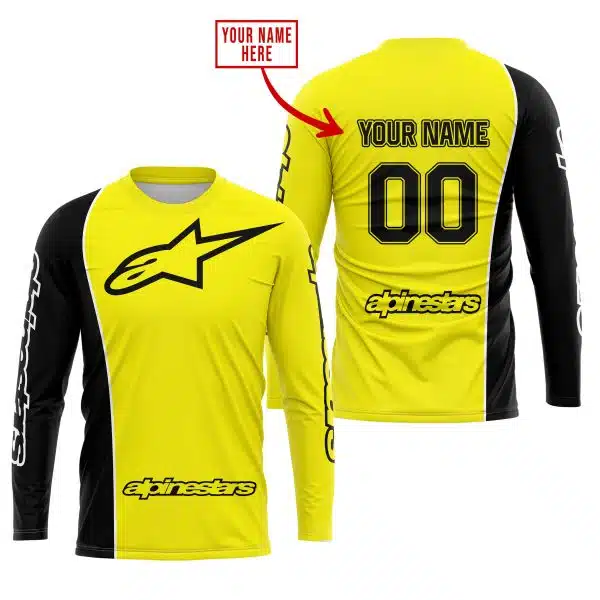 Limited Edition - Custom Name Motocrocss V2 - Alpinestars Black Yellow - Image 2