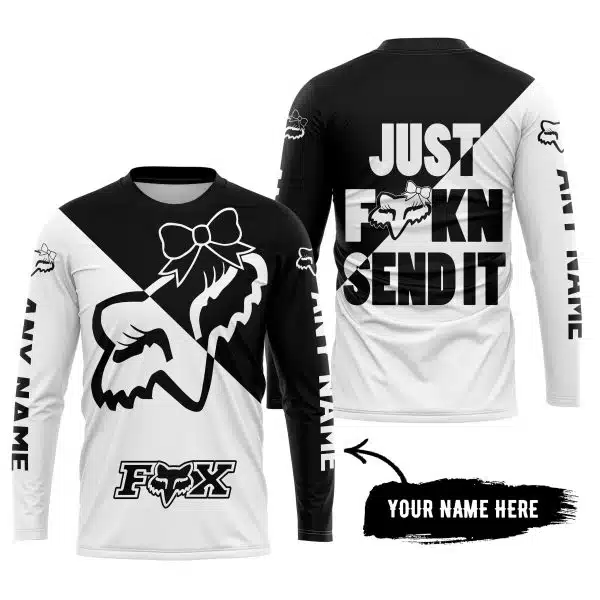 Just Fckn Send It – 3d All Over Printed – Fox Racing Girl – Black - Image 5