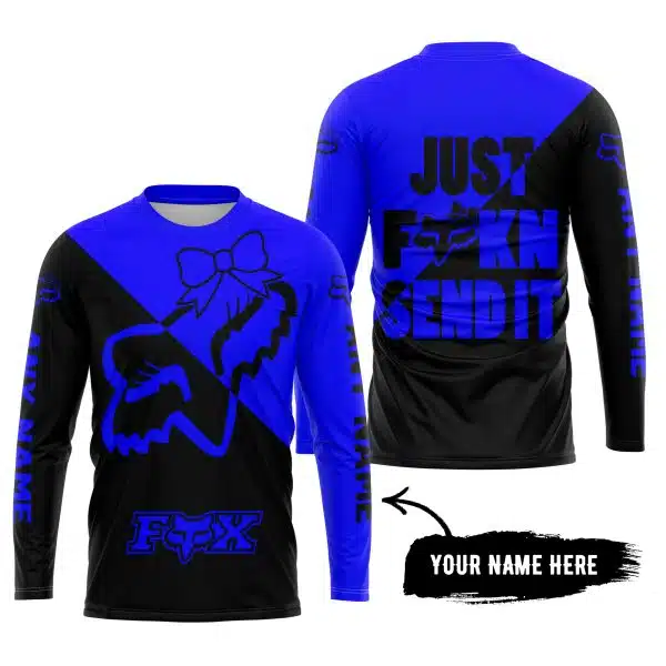 Just Fckn Send It – 3d All Over Printed – Fox Racing Girl – Blue - Image 4