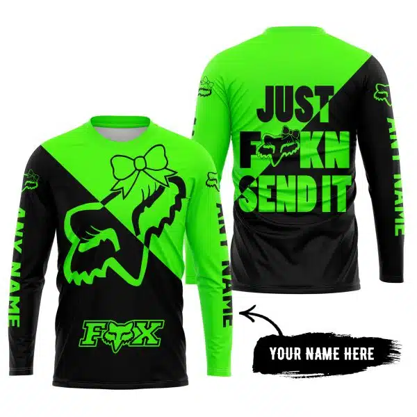 Just Fckn Send It – 3d All Over Printed – Fox Racing Girl – Green - Image 5