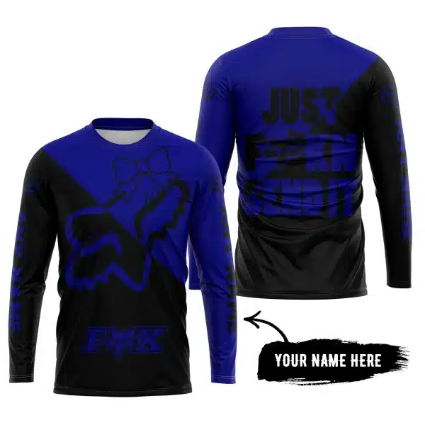 Just Fckn Send It – 3d All Over Printed – Fox Racing Girl – Navy - Image 5