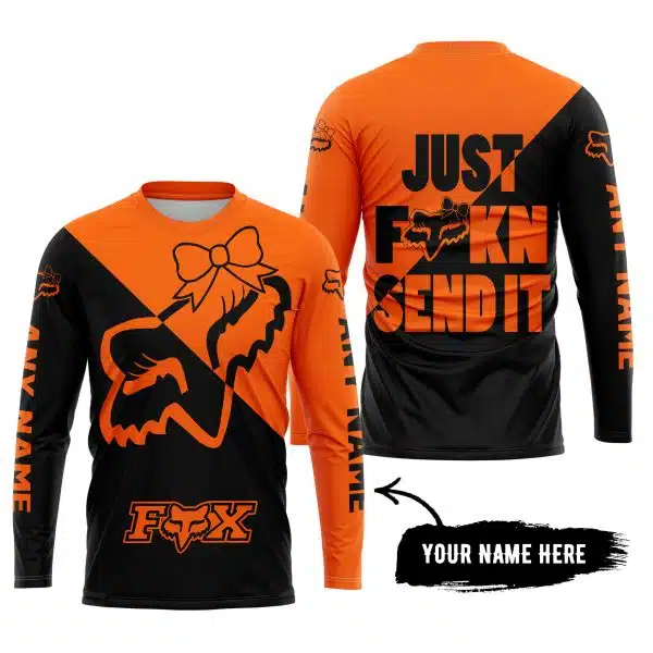 Just Fckn Send It – 3d All Over Printed – Fox Racing Girl – Orange - Image 5