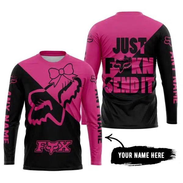 Just Fckn Send It – 3d All Over Printed – Fox Racing Girl – Pink 1 - Image 5