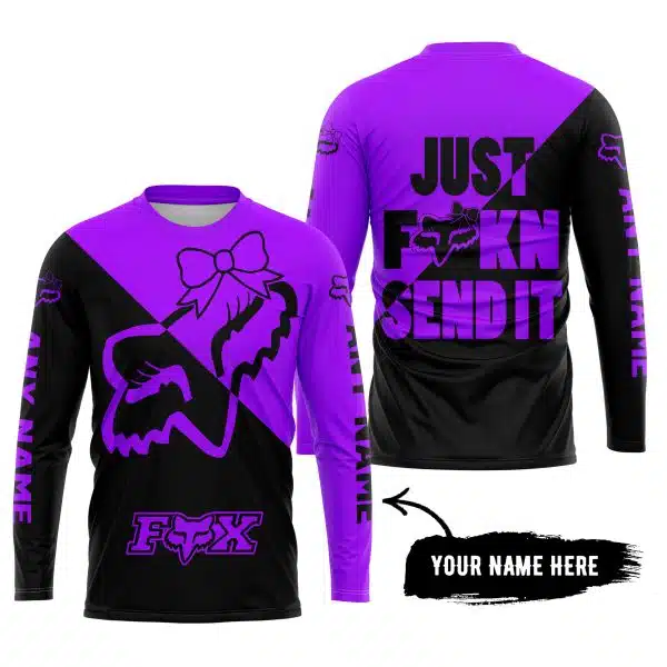 Just Fckn Send It – 3d All Over Printed – Fox Racing Girl – Purple - Image 5