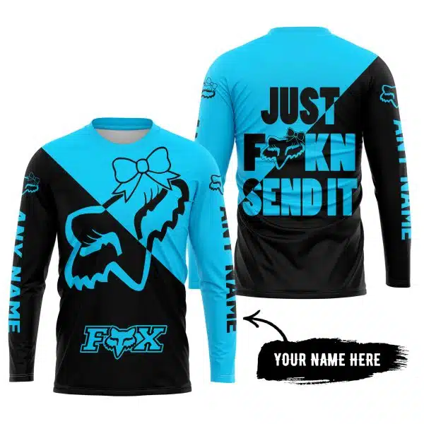 Just Fckn Send It – 3d All Over Printed – Fox Racing Girl – Sky Blue - Image 5