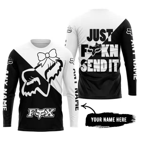 Just Fckn Send It – 3d All Over Printed – Fox Racing Girl – White - Image 5