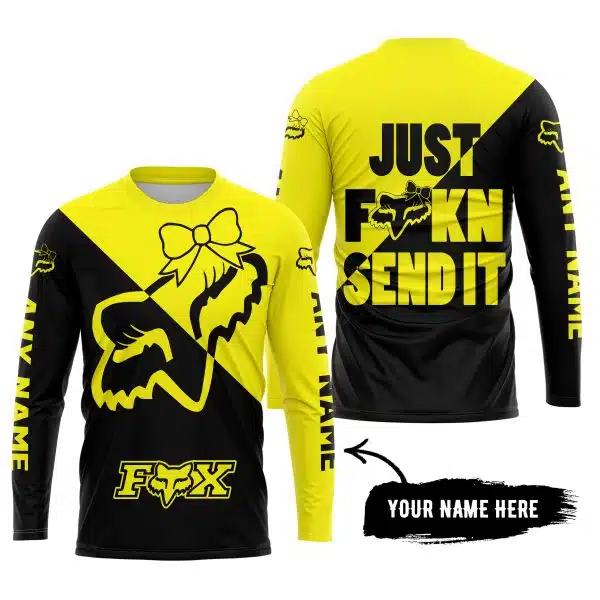 Just Fckn Send It – 3d All Over Printed – Fox Racing Girl – Yellow - Image 5