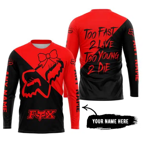 Too Fast To Live Too Young To Die – 3d All Over Printed – Fox Racing Girl – Red - Image 5
