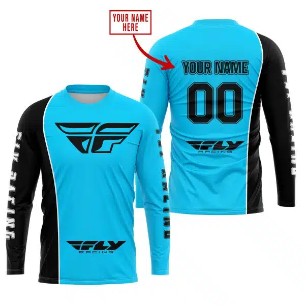 Limited Edition - Custom Name Motocrocss V2 - Fly Racing Sky Blue - Image 2