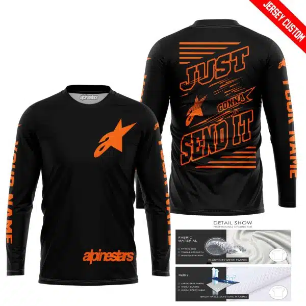 Premium Just Fckn Gonna Send It - Custom Name - Alpinestars - Orange Black - Image 3