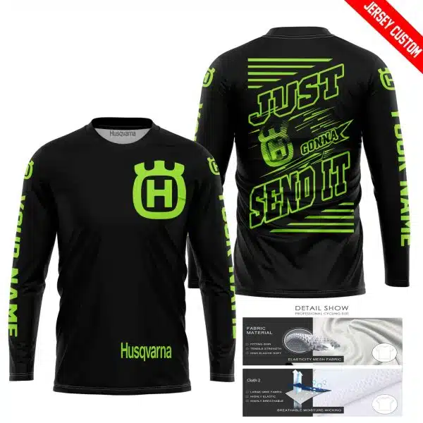 Premium Just Fckn Gonna Send It - Custom Name - Husqvarna - Green 1 Black - Image 3