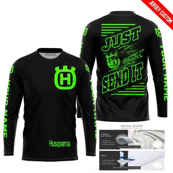 Premium Just Fckn Gonna Send It - Custom Name - Husqvarna - Green Black - Image 3