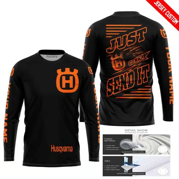 Premium Just Fckn Gonna Send It - Custom Name - Husqvarna - Orange Black - Image 3