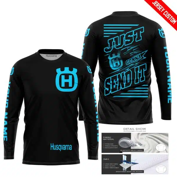 Premium Just Fckn Gonna Send It - Custom Name - Husqvarna - Sky Blue Black - Image 3