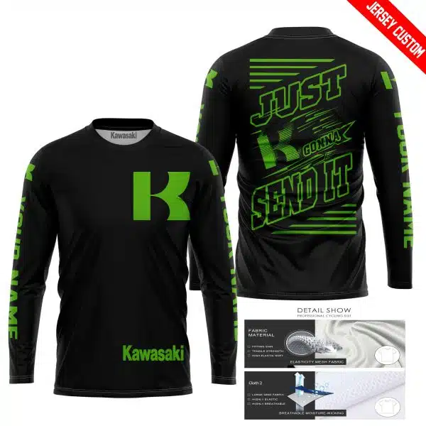 Premium Just Fckn Gonna Send It - Custom Name - Kawasaki - Green Black - Image 3