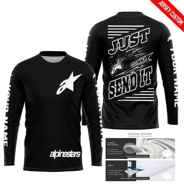 Premium Just Fckn Gonna Send It - Custom Name - Alpinestars - White Black - Image 3