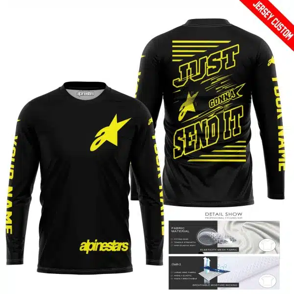 Premium Just Fckn Gonna Send It - Custom Name - Alpinestars - Yellow Black - Image 3