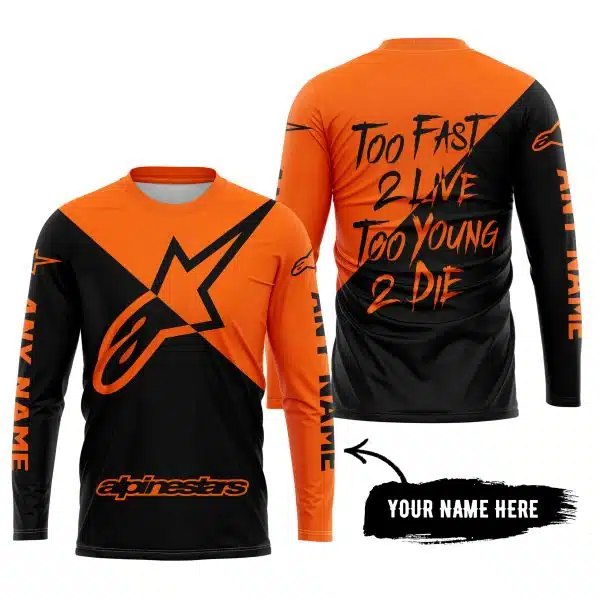 Too Fast To Live Too Young To Die - 3d All Over Printed - Alpinestars Orange - Image 5