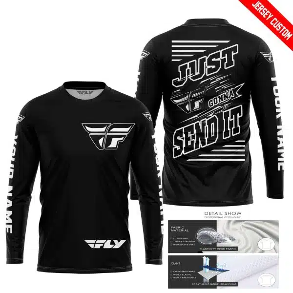 Premium Just Fckn Gonna Send It - Custom Name - Fly Racing - White Black - Image 3