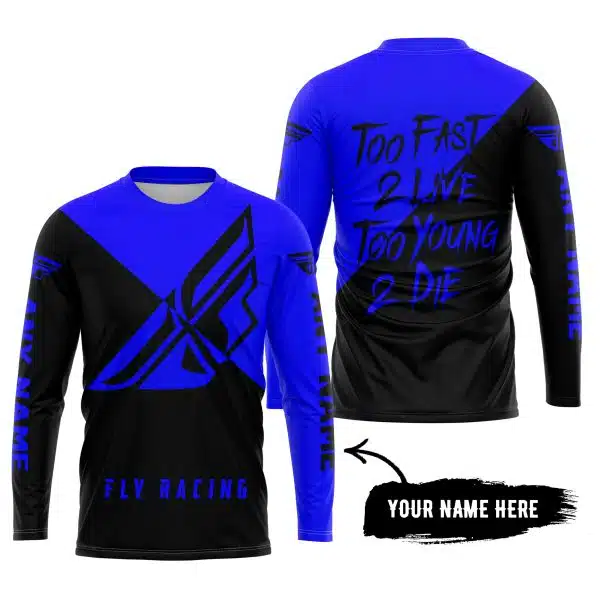 Too Fast To Live Too Young To Die - 3d All Over Printed - Fly Racing Blue - Image 5
