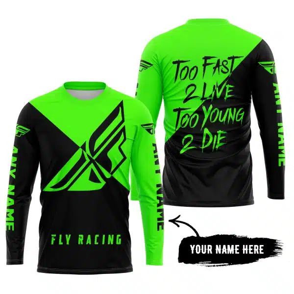Too Fast To Live Too Young To Die - 3d All Over Printed - Fly Racing Green - Image 5