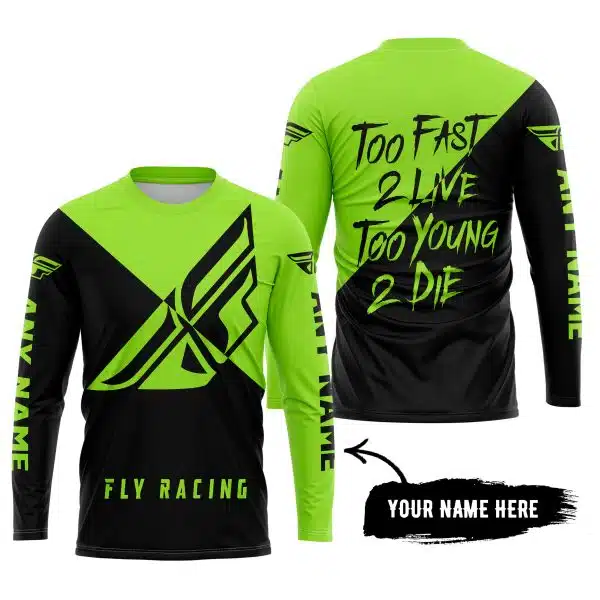 Too Fast To Live Too Young To Die - 3d All Over Printed - Fly Racing Green 1 - Image 5