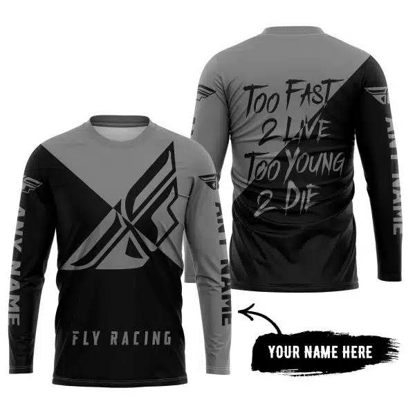 Too Fast To Live Too Young To Die - 3d All Over Printed - Fly Racing Grey - Image 5
