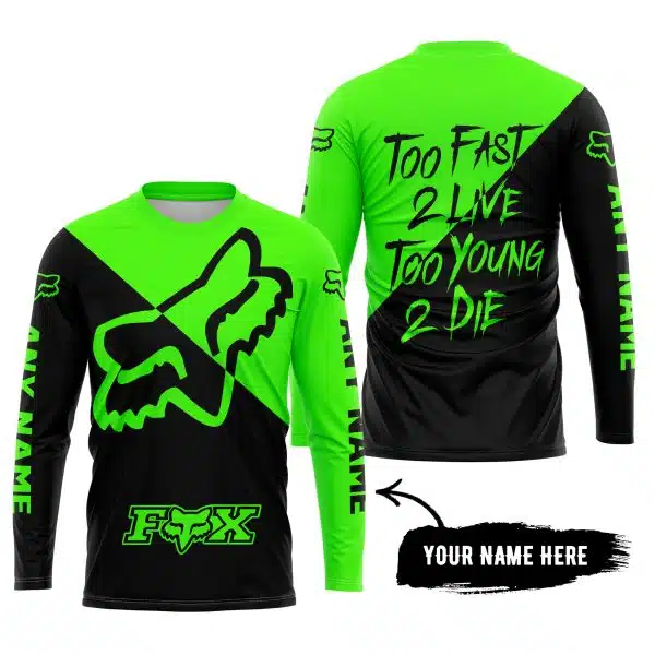 Too Fast To Live Too Young To Die - 3d All Over Printed - Fox Racing - Green - Image 5