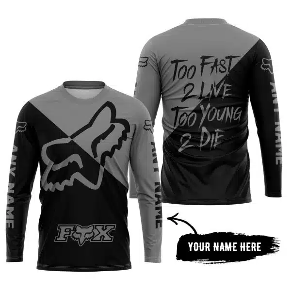 Too Fast To Live Too Young To Die - 3d All Over Printed - Fox Racing - Grey - Image 5