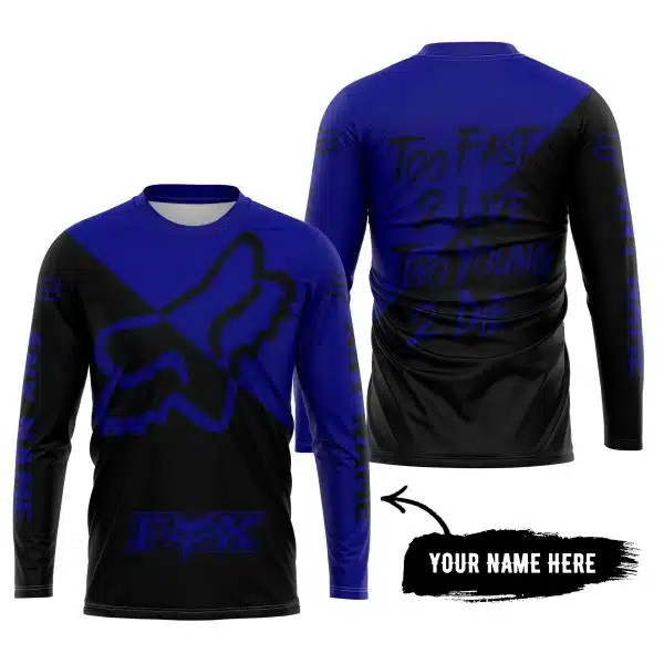 Too Fast To Live Too Young To Die - 3d All Over Printed - Fox Racing - Navy - Image 4