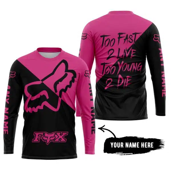 Too Fast To Live Too Young To Die - 3d All Over Printed - Fox Racing - Pink 1 - Image 5