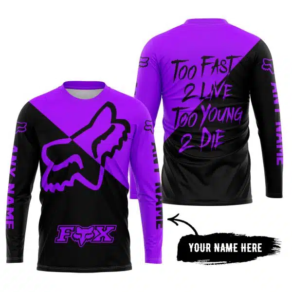 Too Fast To Live Too Young To Die - 3d All Over Printed - Fox Racing - Purple - Image 5
