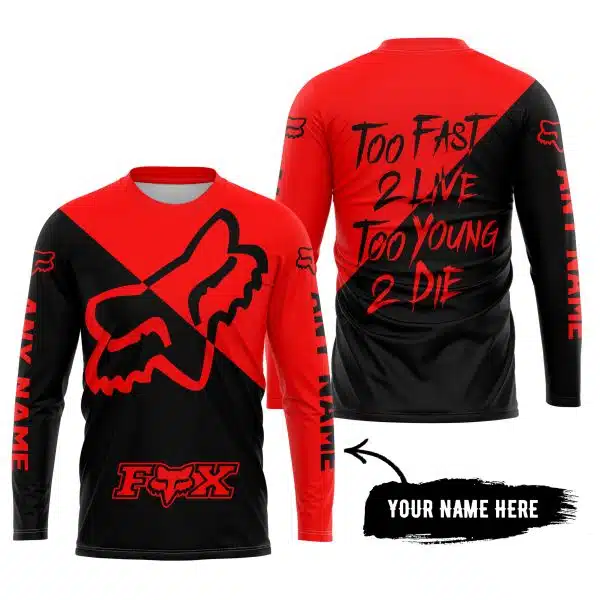 Too Fast To Live Too Young To Die - 3d All Over Printed - Fox Racing - Red - Image 5
