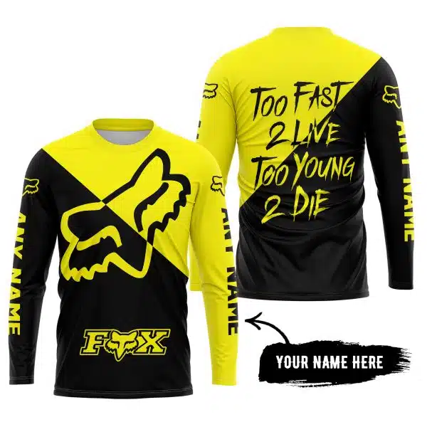 Too Fast To Live Too Young To Die - 3d All Over Printed - Fox Racing - Yellow - Image 5