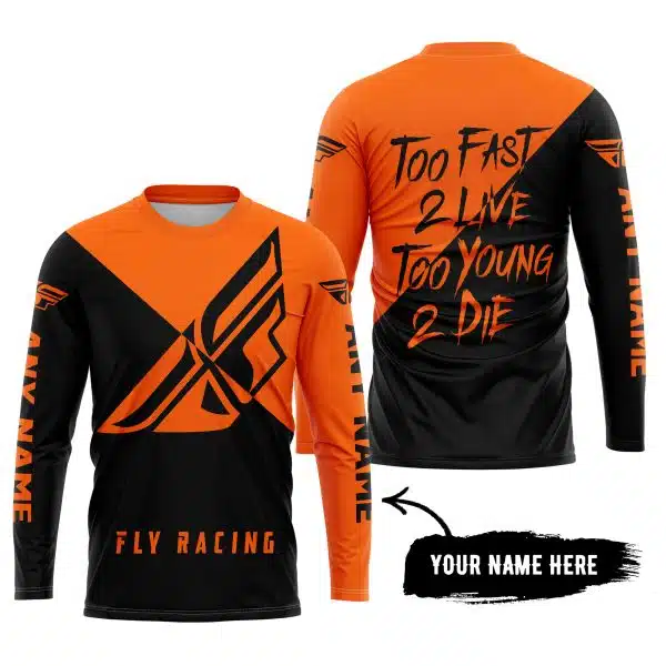 Too Fast To Live Too Young To Die - 3d All Over Printed - Fly Racing Orange - Image 5