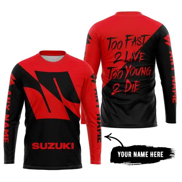Too Fast To Live Too Young To Die - 3d All Over Printed - Suzuki - Red - Image 5