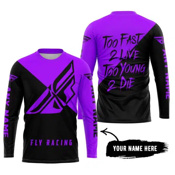 Too Fast To Live Too Young To Die - 3d All Over Printed - Fly Racing Purple - Image 4