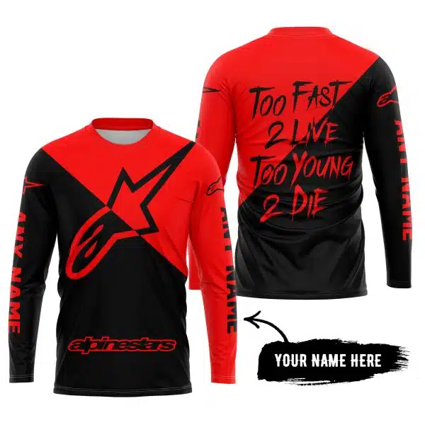Too Fast To Live Too Young To Die - 3d All Over Printed - Alpinestars Red - Image 5
