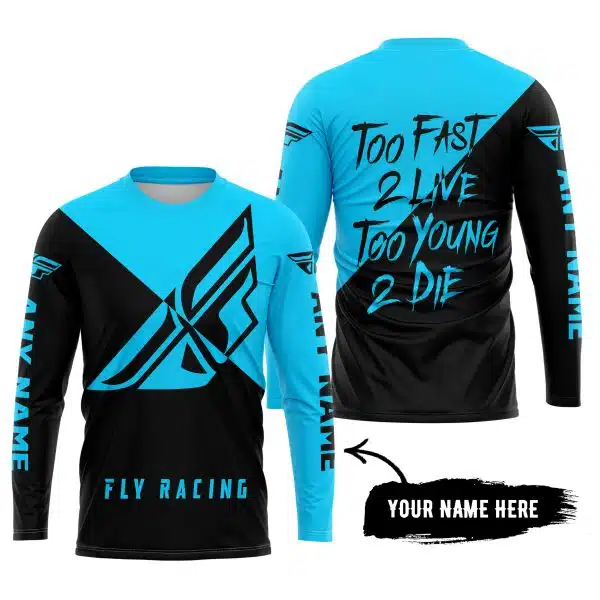 Too Fast To Live Too Young To Die - 3d All Over Printed - Fly Racing Sky Blue - Image 5