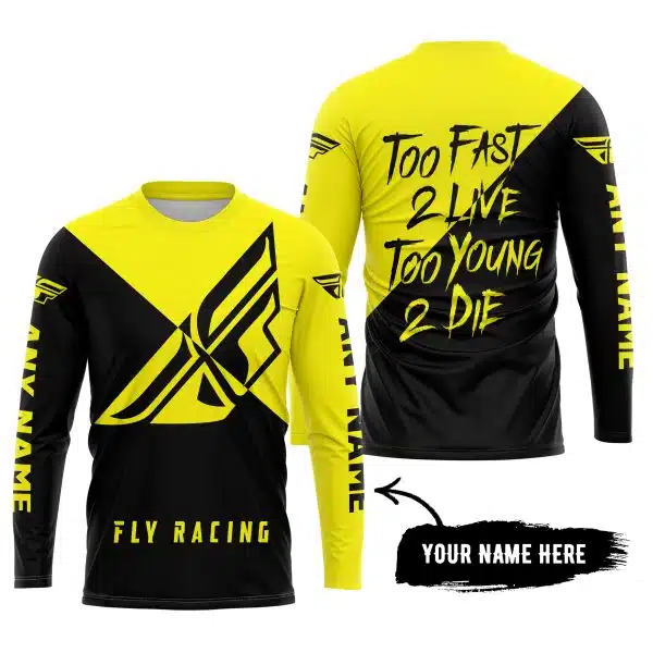 Too Fast To Live Too Young To Die - 3d All Over Printed - Fly Racing Yellow - Image 4