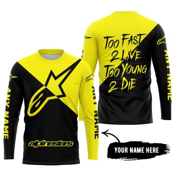 Too Fast To Live Too Young To Die - 3d All Over Printed - Alpinestars Yellow - Image 5
