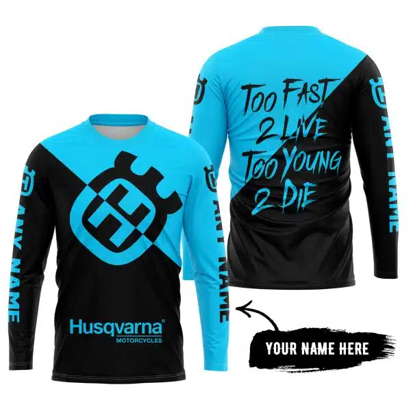 Too Fast To Live Too Young To Die - 3d All Over Printed - Husqvarna Sky Blue - Image 5