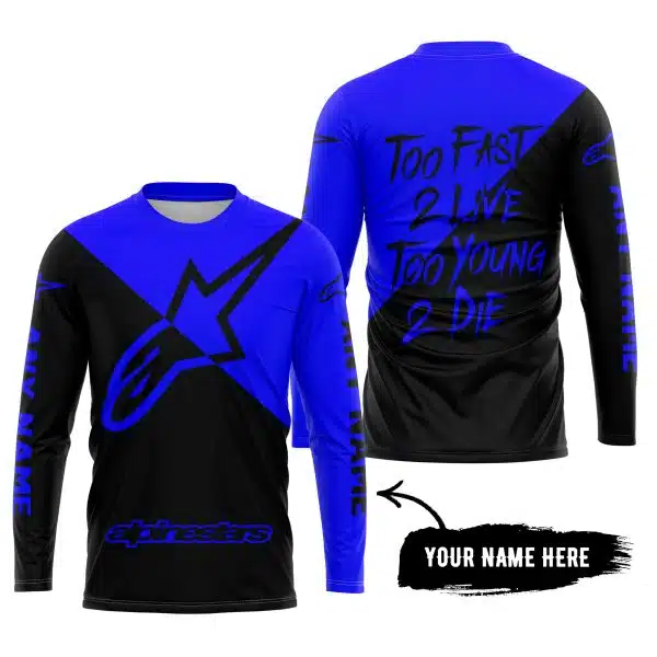 Too Fast To Live Too Young To Die - 3d All Over Printed - Alpinestars Blue - Image 5