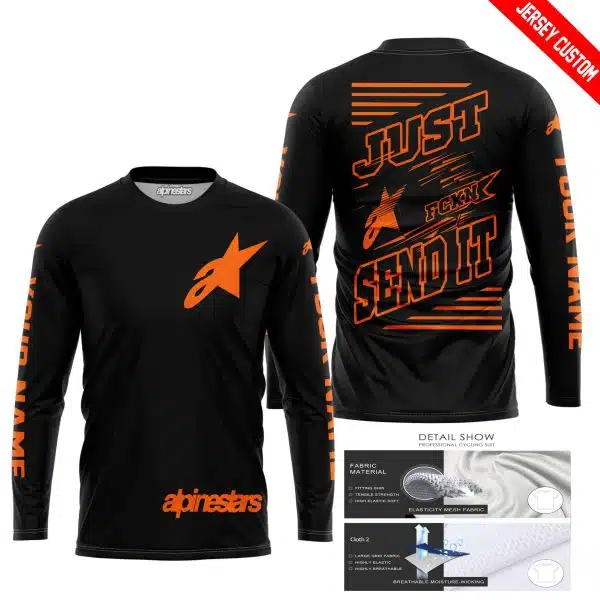 Premium Just Fckn Gonna Send It - Custom Name - Alpinestars - Orange Black - Image 4