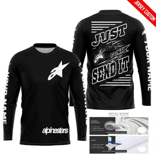 Premium Just Fckn Gonna Send It - Custom Name - Alpinestars - White Black - Image 4
