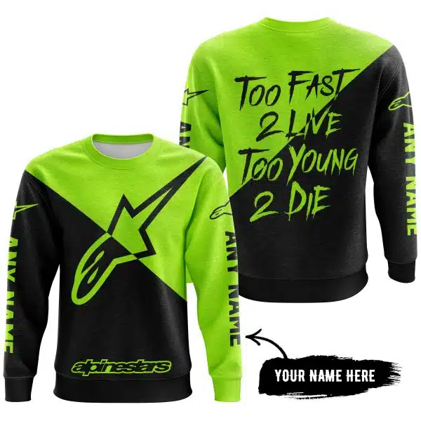 Too Fast To Live Too Young To Die - 3d All Over Printed - Alpinestars Neon - Image 4